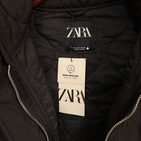 ZARA ZW Collection Black Water Repellent Quilted Puffer Jacket Medium NWT - Picture 8 of 13